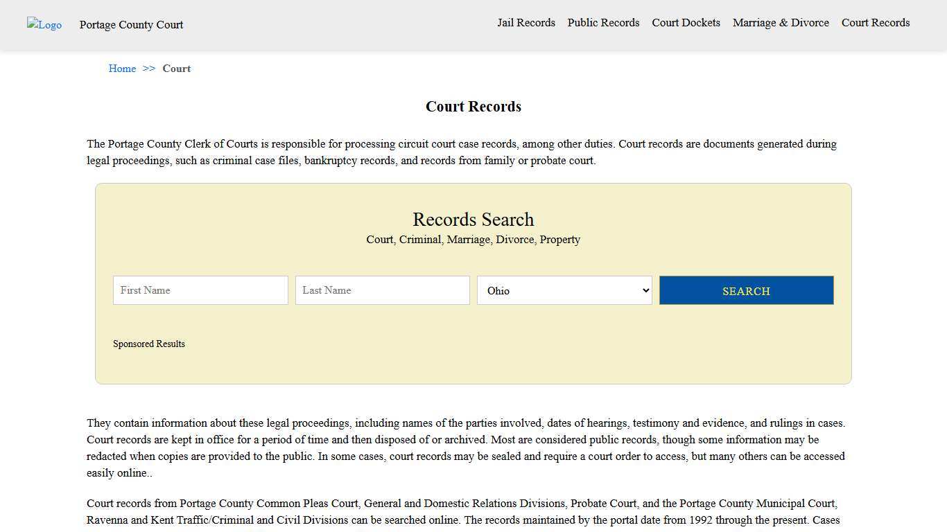 Court Records Portage County Court