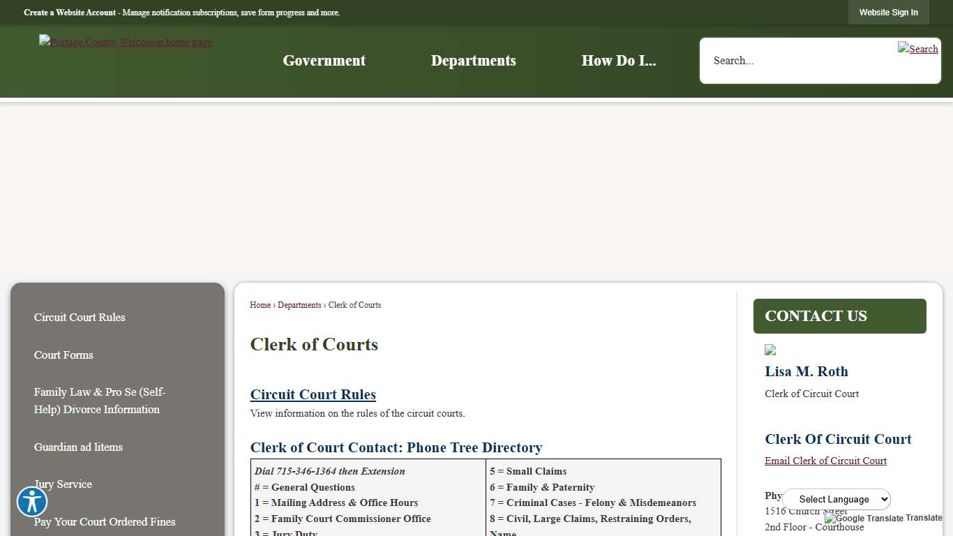 Clerk of Courts Portage County, WI